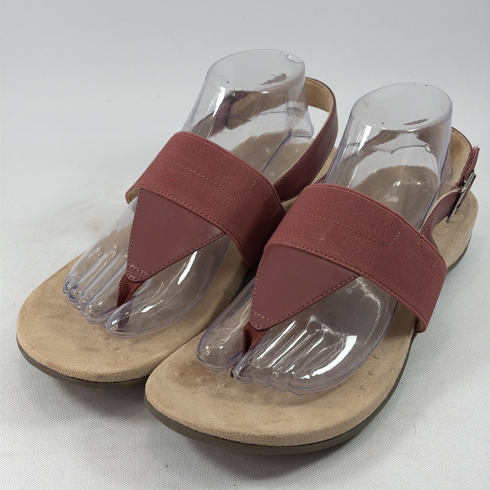 Vionic Danita Sandals Women's Sz 9.5 Red Thong Strappy Orthotic Comfort Slides